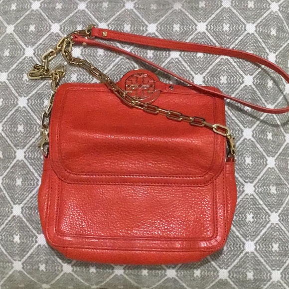 Tory Burch Cross Body Bag pebbled leather Red Smaller 9in. X 5in. approx. - Picture 5 of 15